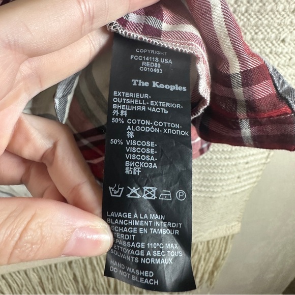 THE KOOPLES SPORT red and white plaid button down top S - Picture 5 of 6